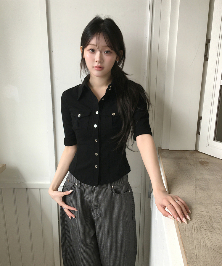 ビンテージシャツトップス BLACK