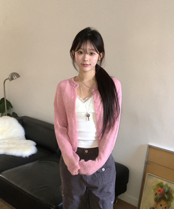 ヘアリーカーディガン PINK