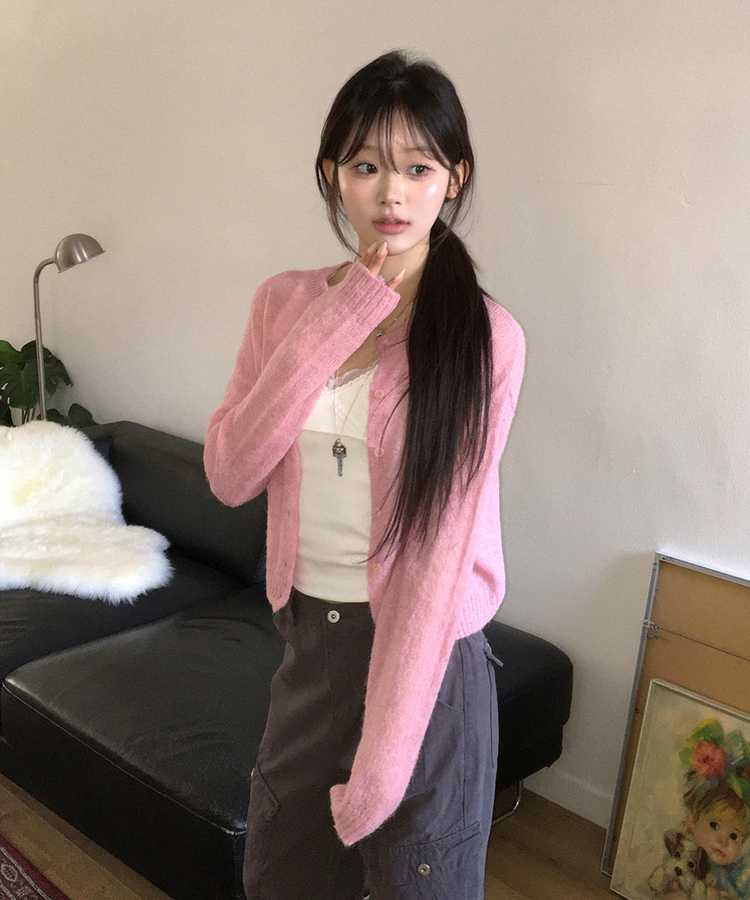 ヘアリーカーディガン PINK