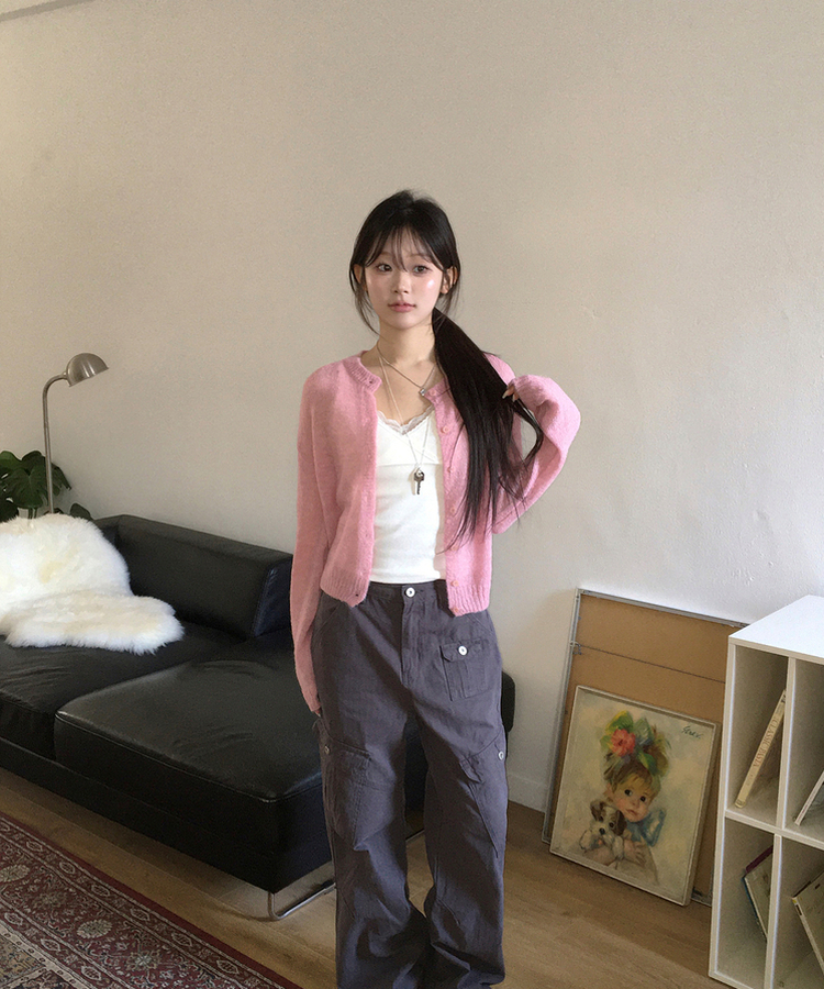 ヘアリーカーディガン PINK