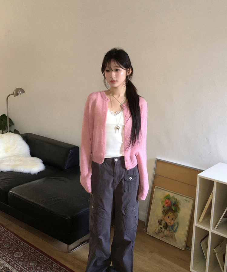 ヘアリーカーディガン PINK