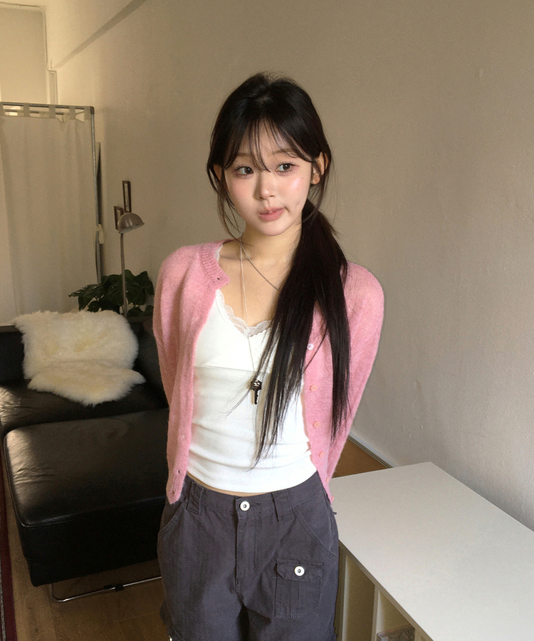 ヘアリーカーディガン PINK