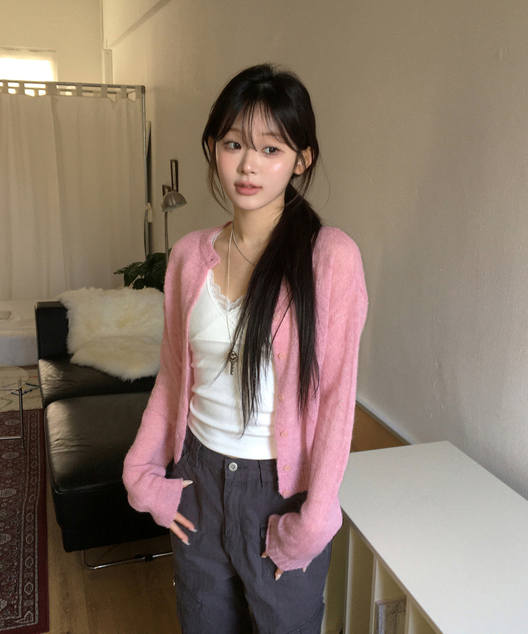 ヘアリーカーディガン PINK