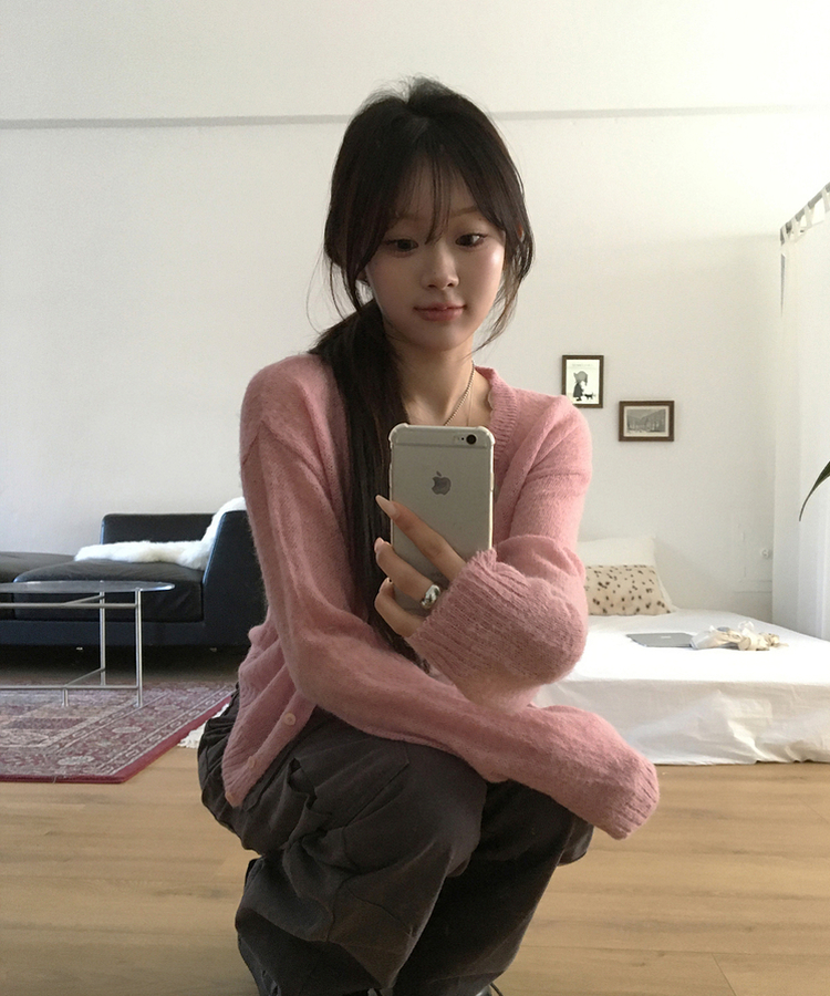 ヘアリーカーディガン PINK