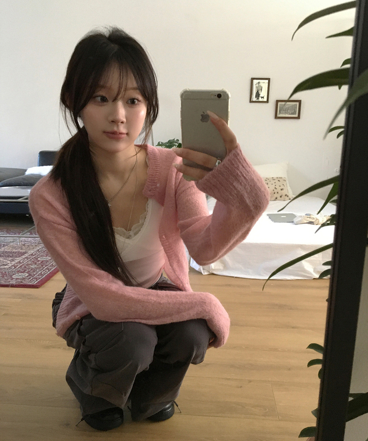 ヘアリーカーディガン PINK