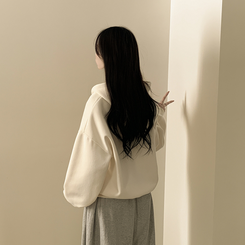 刺繍ポイントレタリングフードジップアップ(7color) CREAM