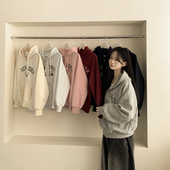 刺繍ポイントレタリングフードジップアップ(7color) GREY