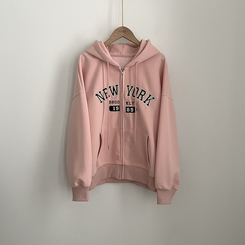 刺繍ポイントレタリングフードジップアップ(7color)