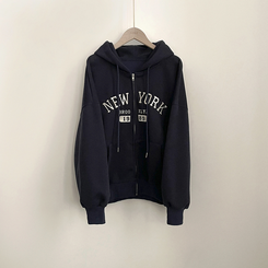 刺繍ポイントレタリングフードジップアップ(7color)