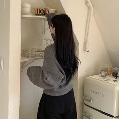 파스텔색감 도톰폭닥 보카시 라운드 박시핏 벌룬 니트 봄가디건 핑크 소라 여름쿨톤 빅사이즈 벚꽃룩 다크그레이