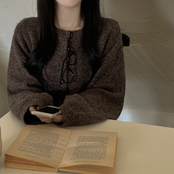 파스텔색감 도톰폭닥 보카시 라운드 박시핏 벌룬 니트 봄가디건 핑크 소라 여름쿨톤 빅사이즈 벚꽃룩 오크브라운