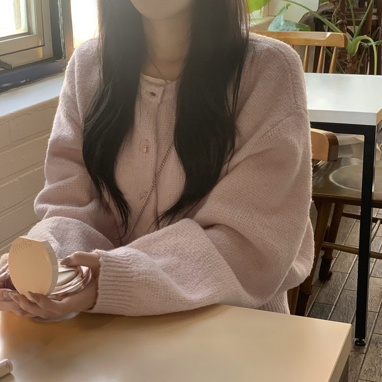파스텔색감 도톰폭닥 보카시 라운드 박시핏 벌룬 니트 봄가디건 핑크 소라 여름쿨톤 빅사이즈 벚꽃룩 핑크