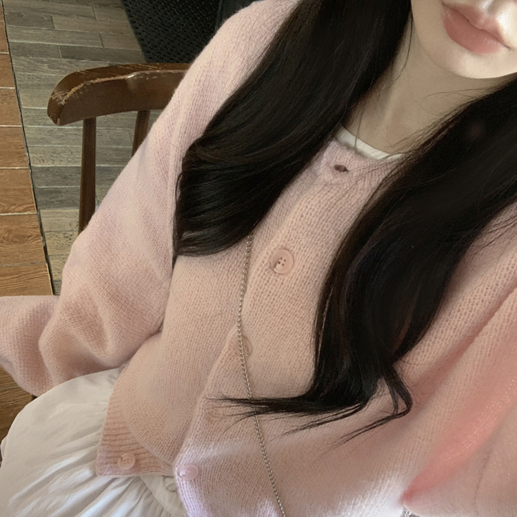 파스텔색감 도톰폭닥 보카시 라운드 박시핏 벌룬 니트 봄가디건 핑크 소라 여름쿨톤 빅사이즈 벚꽃룩 핑크