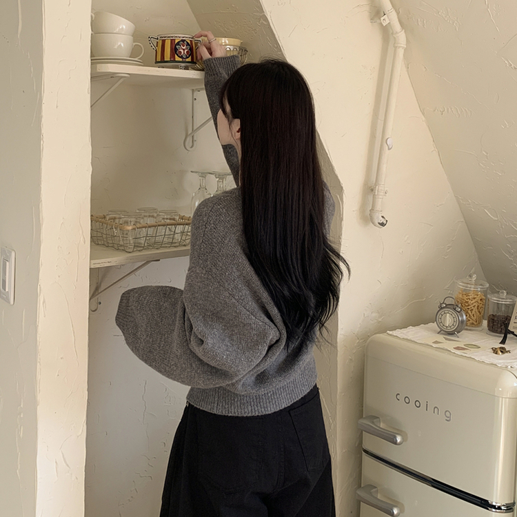 파스텔색감 도톰폭닥 보카시 라운드 박시핏 벌룬 니트 봄가디건 핑크 소라 여름쿨톤 빅사이즈 벚꽃룩 다크그레이