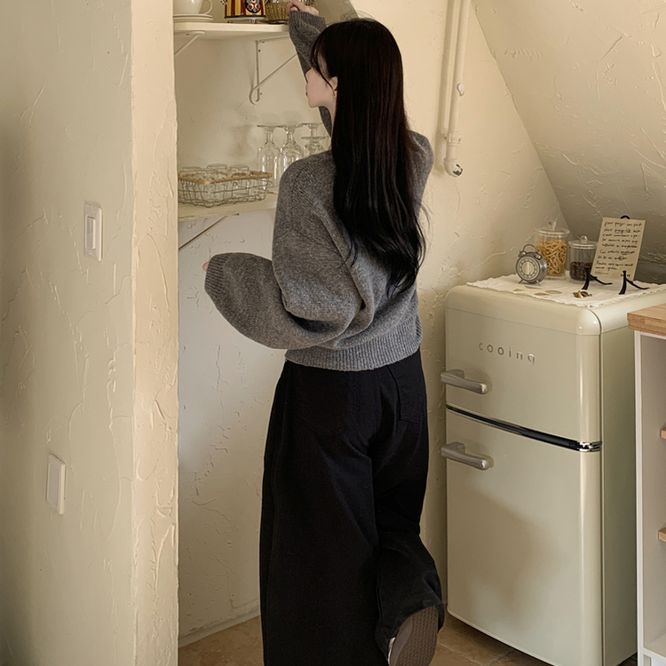 파스텔색감 도톰폭닥 보카시 라운드 박시핏 벌룬 니트 봄가디건 핑크 소라 여름쿨톤 빅사이즈 벚꽃룩 다크그레이