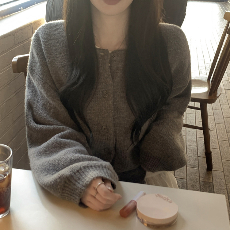 파스텔색감 도톰폭닥 보카시 라운드 박시핏 벌룬 니트 봄가디건 핑크 소라 여름쿨톤 빅사이즈 벚꽃룩 다크그레이