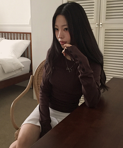 袖ボタン長袖Tシャツ(7color) BROWN