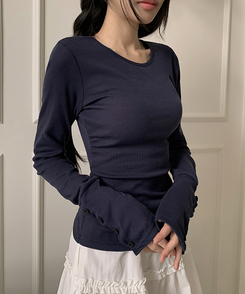 袖ボタン長袖Tシャツ(7color) NAVY