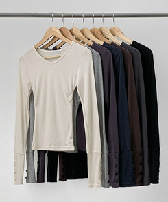 袖ボタン長袖Tシャツ(7color)