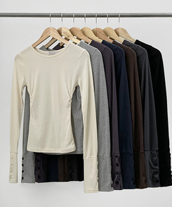 袖ボタン長袖Tシャツ(7color)