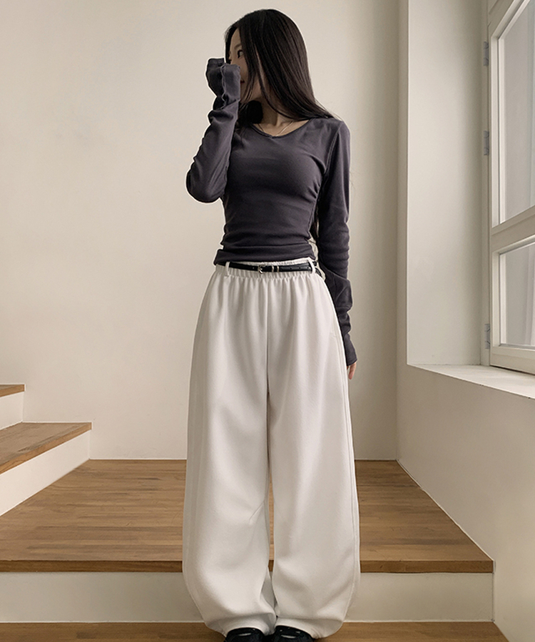 袖ボタン長袖Tシャツ(7color) CHARCOAL