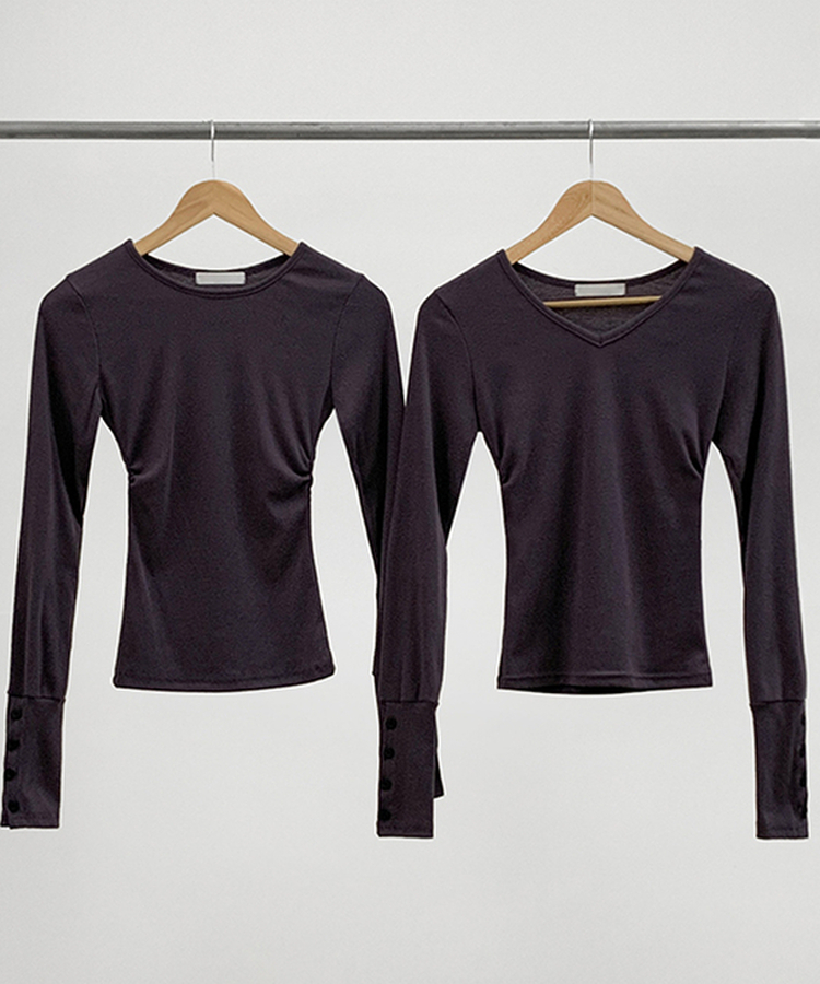 袖ボタン長袖Tシャツ(7color)