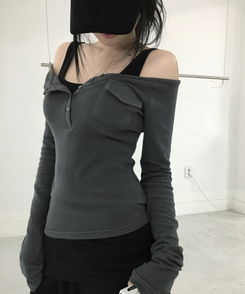 スリムロングスリーブキャミソール BLACK