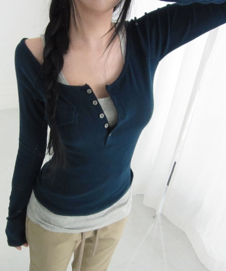 スリムロングスリーブキャミソール GREY