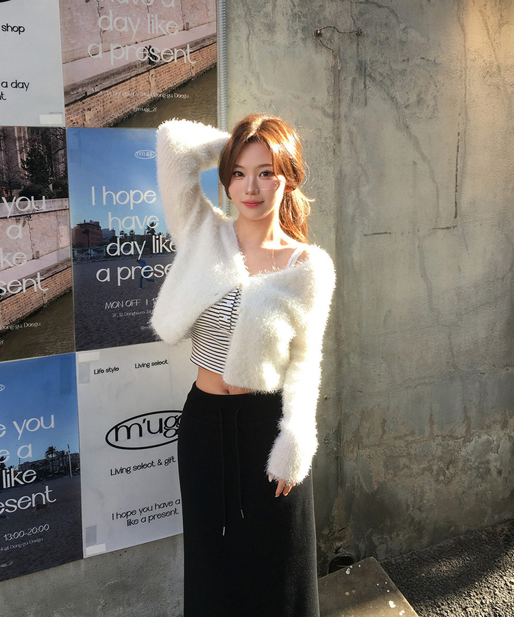 ファークロップニットカーディガン(6color) IVORY