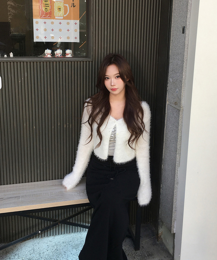 ファークロップニットカーディガン(6color) IVORY