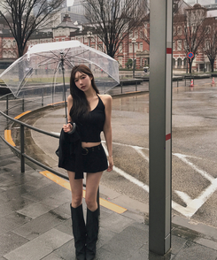 【SET】ホルターネックキャミソール＋カーディガン BLACK