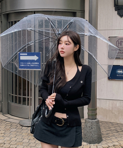 【SET】ホルターネックキャミソール＋カーディガン BLACK