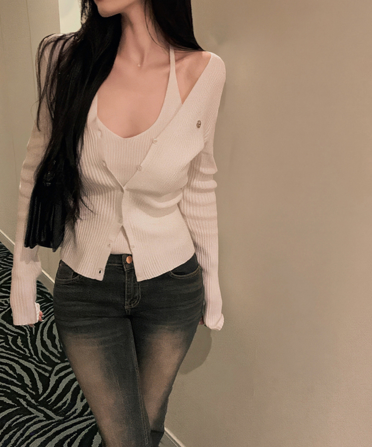 【SET】ホルターネックキャミソール＋カーディガン IVORY