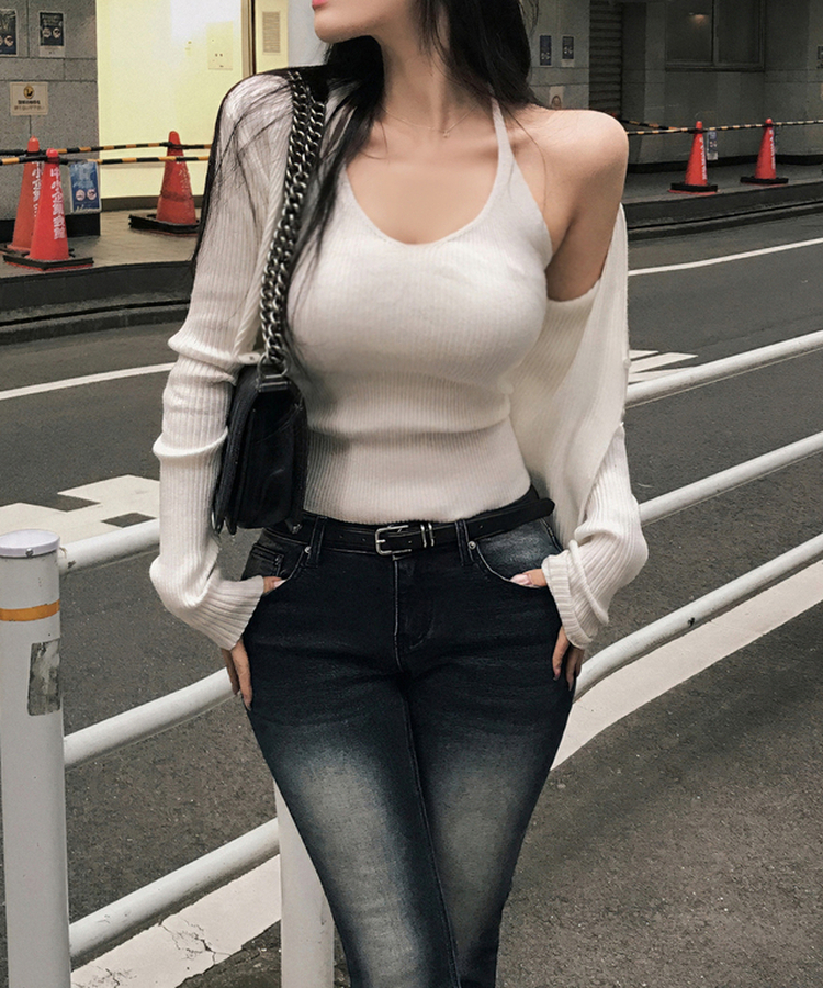 【SET】ホルターネックキャミソール＋カーディガン IVORY