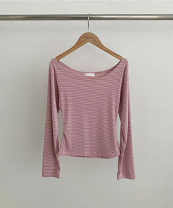 ボーダーオフショル長袖Tシャツ