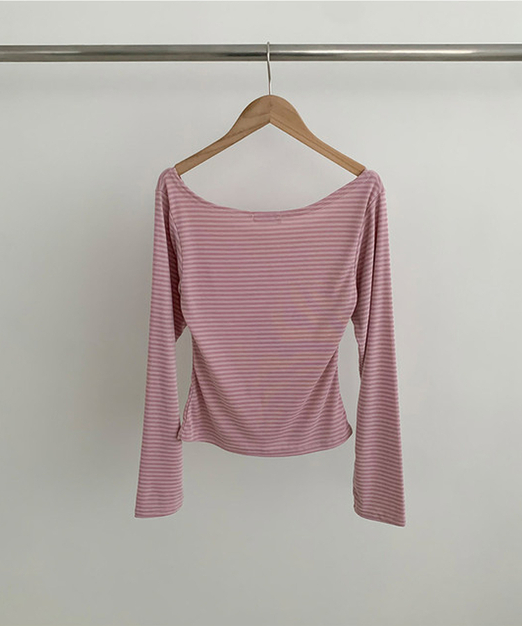 ボーダーオフショル長袖Tシャツ