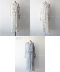 フラワープリーツロングワンピース