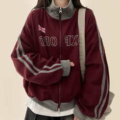 トラックラインハイネックジップアップ PLUM