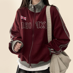 トラックラインハイネックジップアップ PLUM