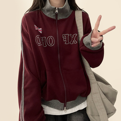 トラックラインハイネックジップアップ PLUM