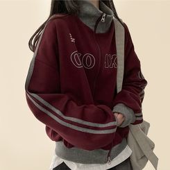 トラックラインハイネックジップアップ PLUM