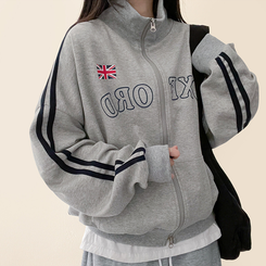 トラックラインハイネックジップアップ MELANGE