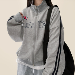 トラックラインハイネックジップアップ MELANGE