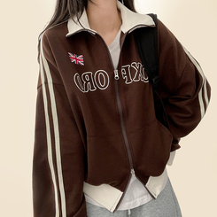 トラックラインハイネックジップアップ BROWN