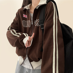 トラックラインハイネックジップアップ BROWN