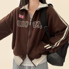 トラックラインハイネックジップアップ BROWN