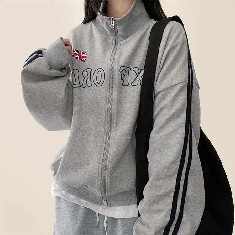 トラックラインハイネックジップアップ MELANGE