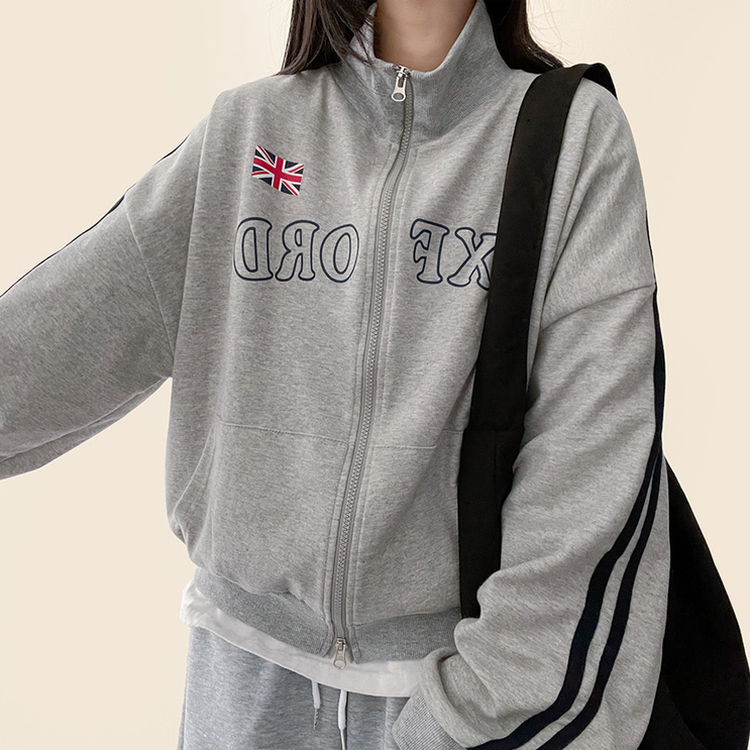 トラックラインハイネックジップアップ MELANGE