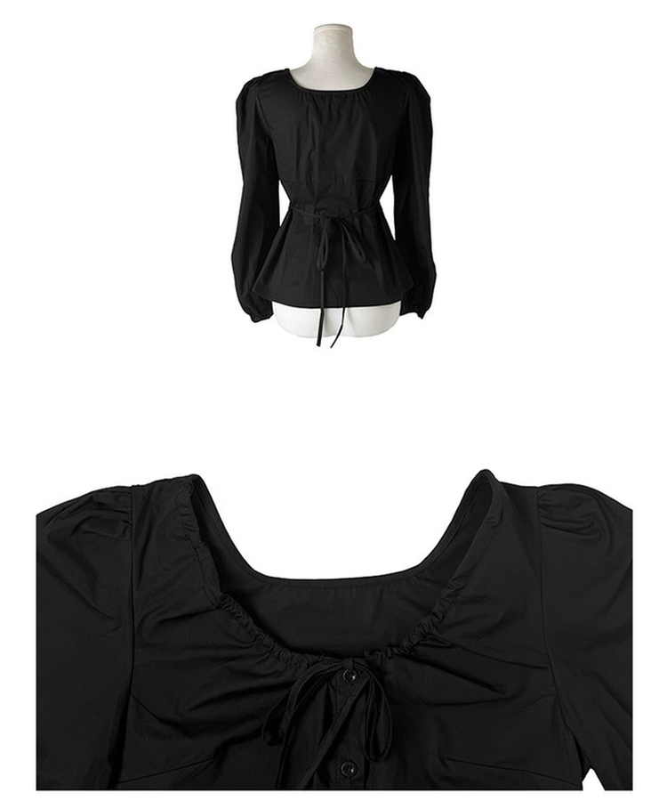 リボンパフピンテックブラウス