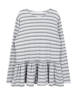 ストライプフリル長袖Tシャツ